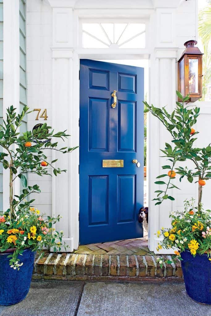 Blue Door/www.seastyourday.com/Front Doors in Coastal Blue Colors