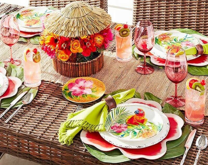 Tropical Island Tablescape from Pier One Imports | Coastal Tablescape Ideas | https://www.seasyourday.com