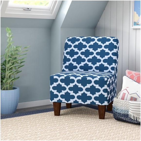 Alvey Slipper Chair from Breakwater Bay | Coastal Blue Accent Chairs Under $200 | https://www.seasyourday.com | https://fave.co/2OW3WRa