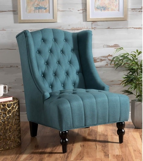 Clarice Wingback Blue Accent Chair sold on Amazon | Coastal Blue Accent Chairs Under $200 | https://www.seasyourday.com | https://fave.co/2vw8dmh