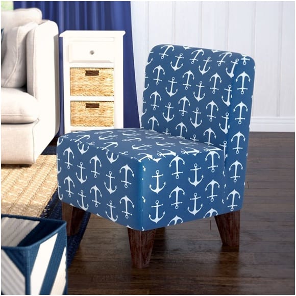 Donnington Anchor Armless Slipper Chair Beachcrest| Coastal Blue Accent Chairs Under $200 | https://www.seasyourday.com | https://fave.co/2vCYpaf