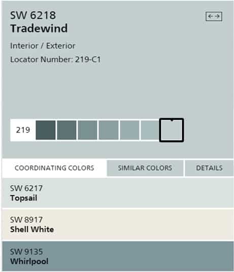 Sherwin Williams Tradewind Color Chart 