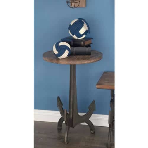 Metal and Wood Anchor End Table | Nautical Style Accent Tables | https://seasyourday.com/nautical-accent-tables