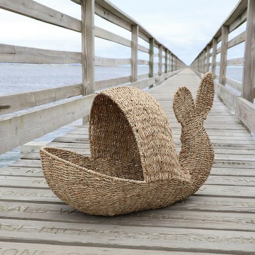 Seagrass Whale Basket | Seagrass Baskets, Bins and Totes | Coastal and Nautical Decor | https://seasyourday.com/seagrass-baskets-bins-totes-nautical-coastal-decor