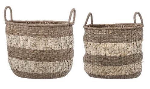 2 Piece Natural Seagrass Wicker Basket Set with Handles | Seagrass Baskets, Bins and Totes | Coastal and Nautical Decor | https://seasyourday.com/seagrass-baskets-bins-totes-nautical-coastal-decor
