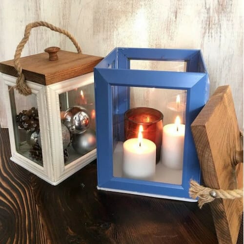 Lanterns from Dollar Store Picture Frames | Wood Lanterns for Indoor or Outdoor | DIY and Shop the Look Ideas | https://seasyourday.com/lanterns-wood-diy-shop-ideas