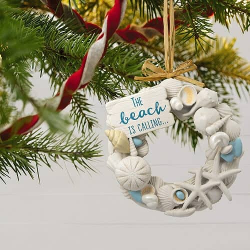 Seashell Wreath Ornament by Hallmark | Coastal Christmas Tree Ornaments | 