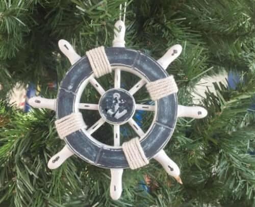Ship's Wheel Nautical Christmas Tree Ornament | Coastal Christmas Tree Ornaments