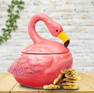 Flamingo Cookie Jar | Super Cute Christmas Gift Ideas for Flamingo Lovers | https://seasyourday.com/flamingo-gift-ideas/