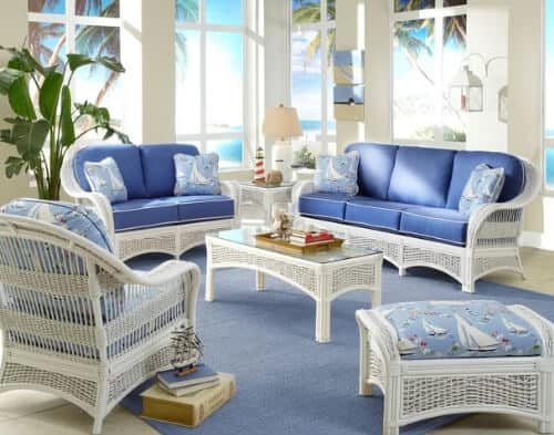Living Room White Wicker Nautical Pillows by Wayfair | Nautical Decor & Design Ideas for Modern Coastal Living | https://seasyourday.com/modern-nautical-decor-design-coastal-living-ideas