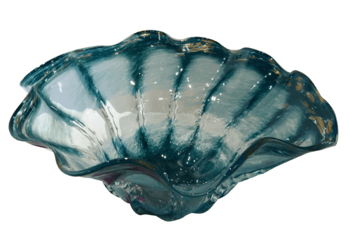  Hand-Blown Glass Scallop Edged Bowl | Coastal and Beach Themed Hostess Gifts Under $50 | https://seasyourday.com/coastal-hostess-gifts-under-50-dollars/
