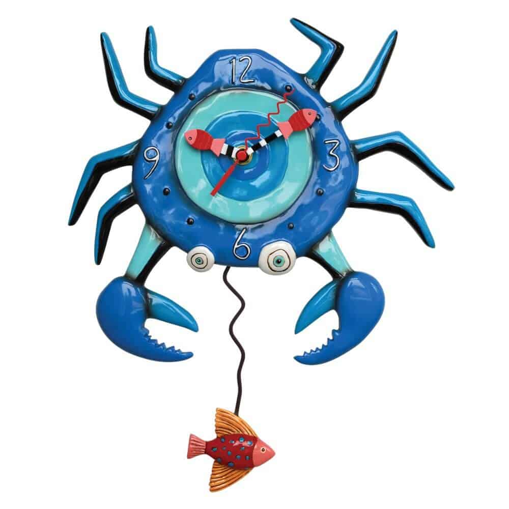 Whimsical Blue Crab Wall Clock