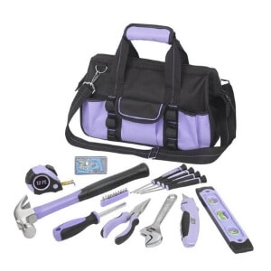 23-piece Lavender colored starter DIY home tool set for women