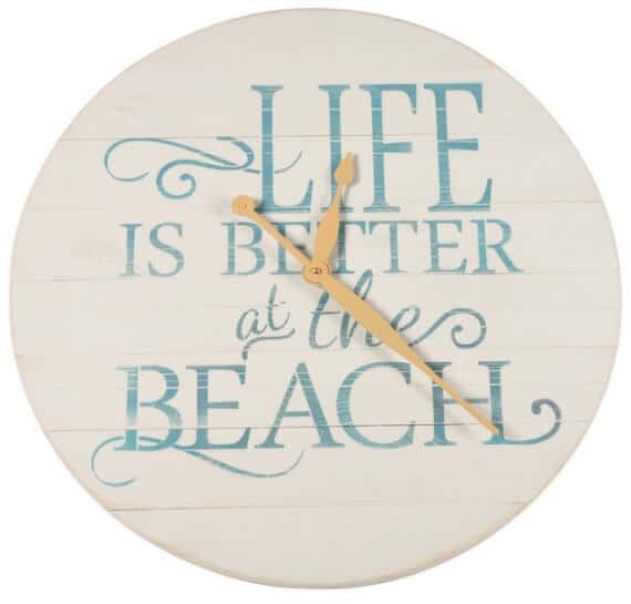 Life is better at the beach Big White Wall Clock