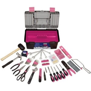 170-piece household tool kit with tool box for women in pink