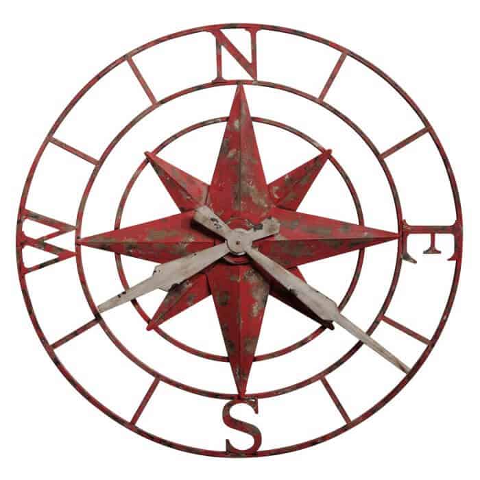 Rustic Compass Rose Big Wall Clock