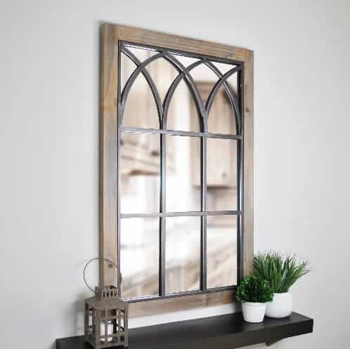 Arched Window Mirror Wood and Metal | Coastal Farmhouse Decor