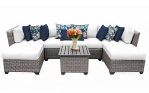 Rattan Sectional Seating Group with pillows Porch and Pation