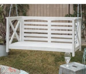White Wood Porch Swing with chain link to hang