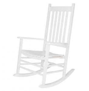 White Wood Resin Rocking Chair for Front Porch Pool Patio 