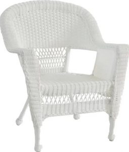 White Wicker Resin Furniture Chair for Front Porch Patio Seating