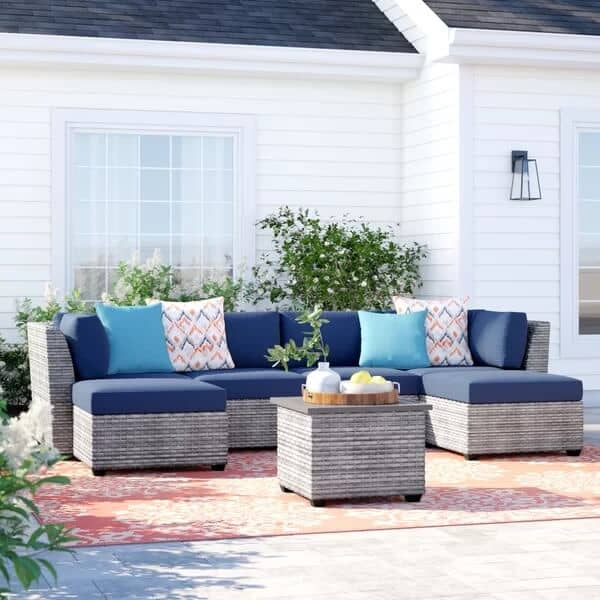 Sectional Seating Rattan Wicker for Front Porch Patio and Pool seating
