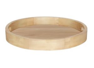 Large Round Wood Ottoman Coffee Table Serving Tray