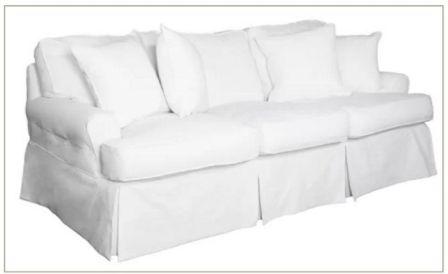 White slipcovered sofa Coastal Farmhouse Living Room e-design inspiration board