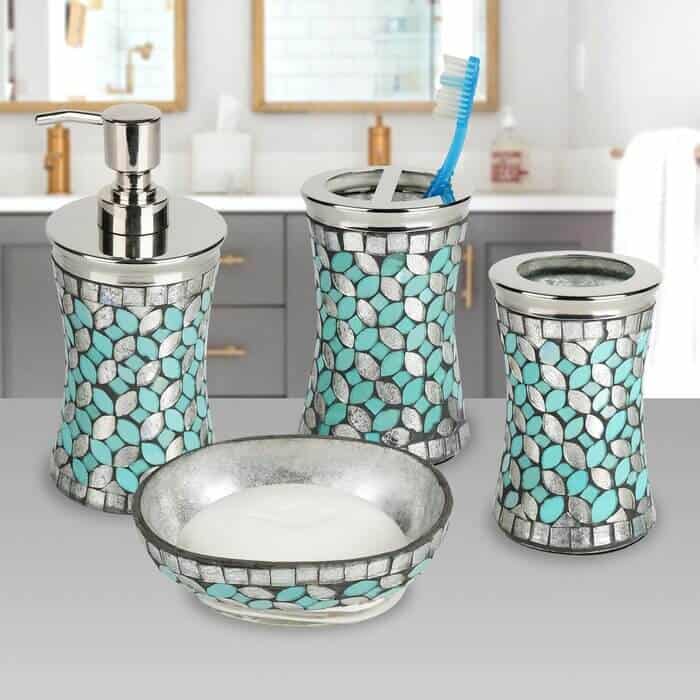 Glass Mosaic Bathroom Accessory Set | The Ultimate Mermaid Gift Collection | For Women