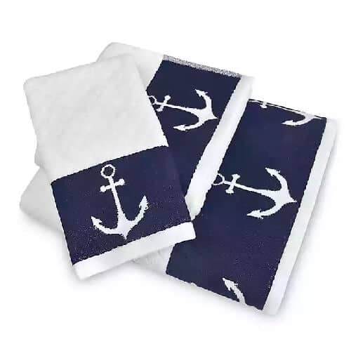 Decorative Kitchen Towels  Organic Saturation - Navy Blue Love Anchor  Nautical - DiaNoche Designs