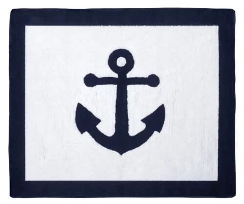 Anchor Rug | Navy border | Single anchor motif
