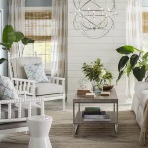 Coastal Farmhouse Living Room with Modern Elements_e-Design Inspiration Board and Products