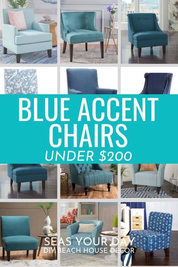 Coastal Blue Accent Chairs under $200 are stylish, durable and budget friendly. No matter your coastal decorating style you will find 15 accent chairs (and more color options) to suit your style.
#accent chairs #occasional Chairs #blue decor #coastal furniture