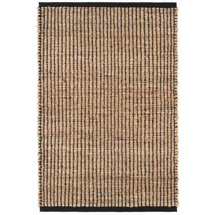 Gridwork Striped Handmade Flatweave Area Rug in Natural with Black | 9 best sisal and jute area rugs