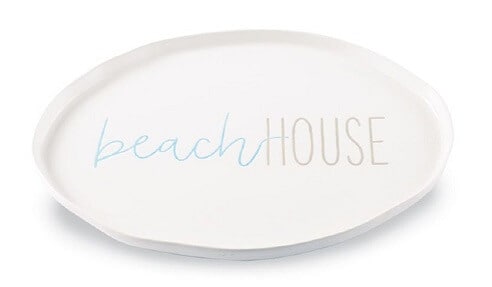 Mud Pie 4075128 Beach House Ceramic Shaped Oval Platter, One Size, White. Sold on Amazon affiliate https://fave.co/30z8DoY