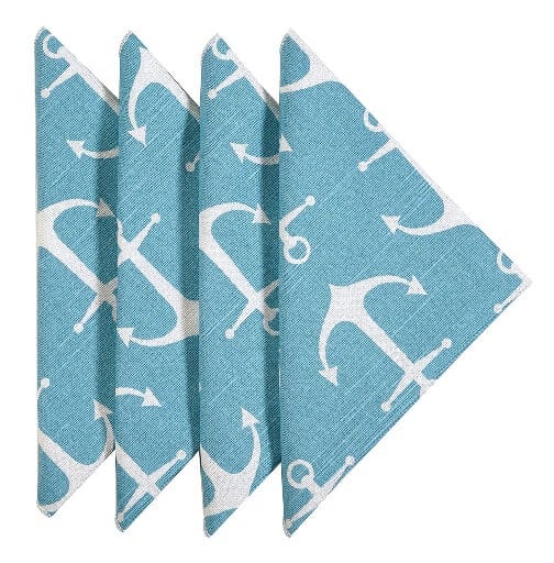 Nautical Anchor Linen Napkins. Blue and white. Sold on Amazon affiliate https://fave.co/30pBbBg
