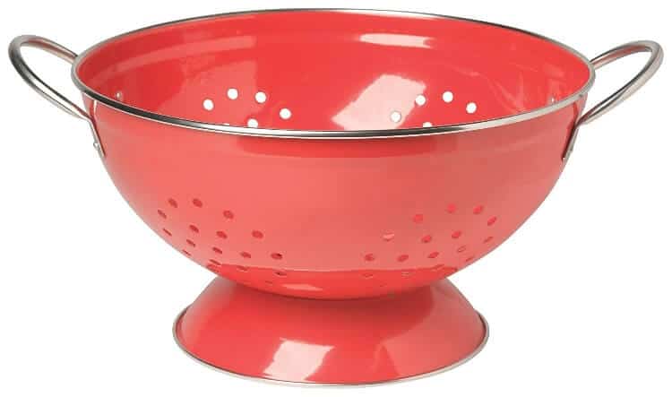 Now Designs Metal Colander, 3-Quart. Shown in Color. Available colors: Gray, Green, Yellow, Turquoise, Navy Blue, White.
Sold on Amazon affiliate: https://fave.co/2k1yFBP