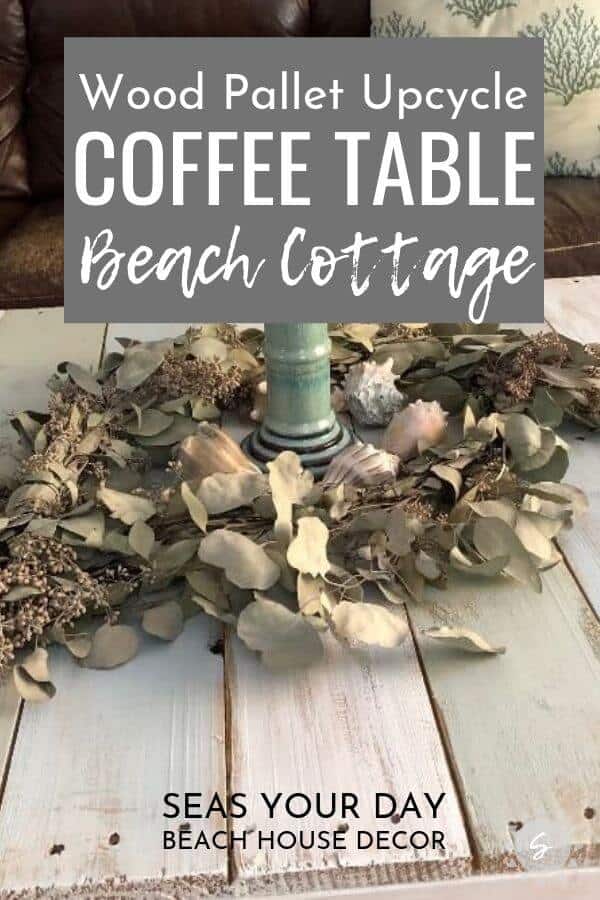 Upcycled Beach Cottage style Coffee Table. Painted in pastel coastal decor colors. #colors #blue #green #beachhouse #coastalstyle #makeover 