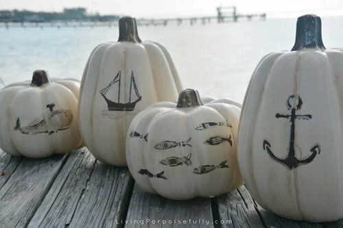 DIY Nautical Pumpkins | Painted Pumpkins with a Coastal Style Flair