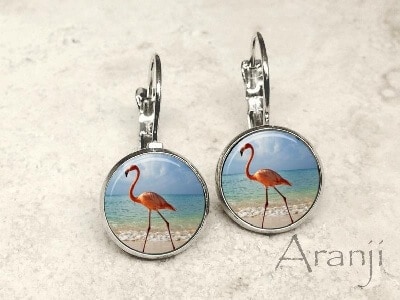 Glass Dome Flamingo Earrings | Super Cute Gift Ideas for Flamingo Lovers