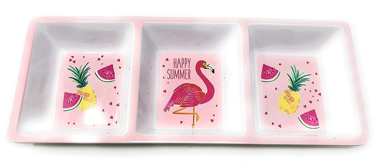Coastal Living Seascapes Pink Flamingo Melamine 3 Sectioned Serving Tray, 15-Inch. Sold on Amazon affiliate https://fave.co/2lzKyzc
