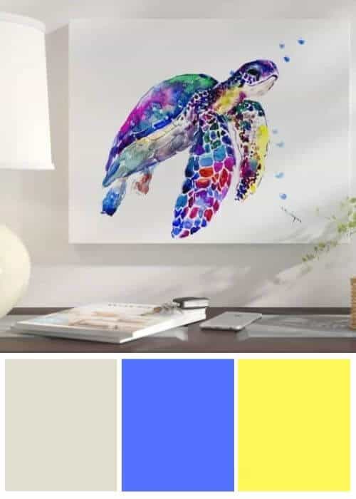 INSPIRATION COLORS FROM COASTAL WALL ART | Wave Sea Turtle | Affiliate link: https://fave.co/2xC6OuW