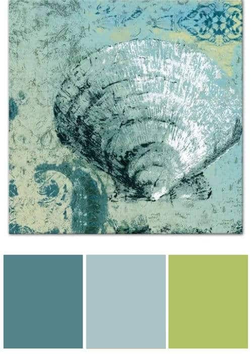 INSPIRATION COLORS FROM COASTAL WALL ART | Sea Green Clam Shell by Highland Dunes | Affiliate link: https://fave.co/2LQrCHD