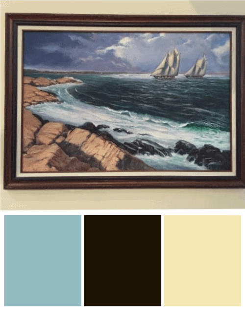 Coastal Colors inspired by wall art | Original oil paint of sailing ships off the Massachusetts coast