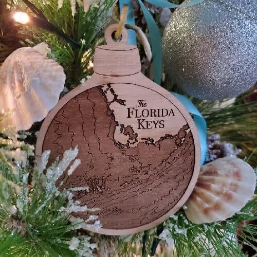 Laser Engraved Wooden Nautical Map Ornament | 
Coastal Christmas Tree Ornaments | Coastal & Nautical Ideas