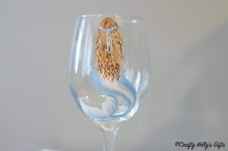 Hand Painted Mermaid Wine Glass | The Ultimate Mermaid Gift Collection | For Women