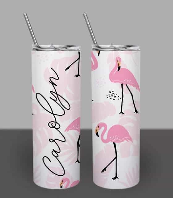 Flamingo Personalized Skinny Tumbler |  Super Cute Gift Ideas for Flamingo Lovers