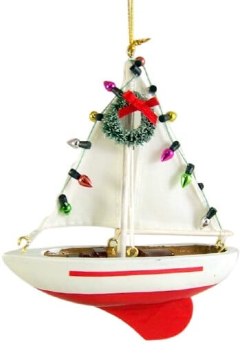 Wooden Sailboat Christmas Tree Ornament | 
Coastal Christmas Tree Ornaments | Coastal & Nautical Ideas
