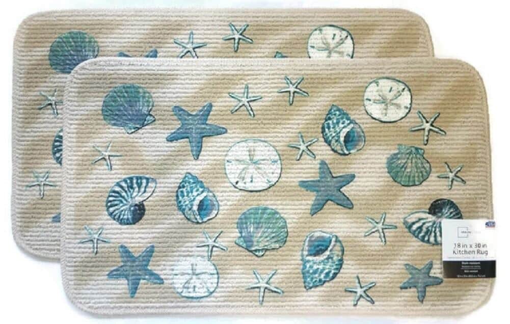 Starfish and Seashell Kitchen Rug Set. Sold on Amazon affiliate https://fave.co/2JwJgyA