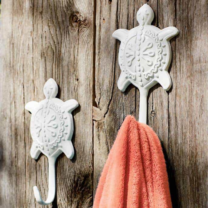 Tortuga (Sea Turtle) Towel Hooks | Metal | White | Coastal, Nautical, Beach decor